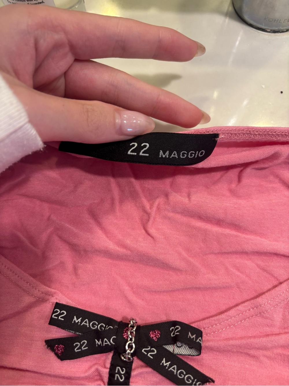Pink Ruched Long-Sleeve Women's Top - Picture 2 of 3
